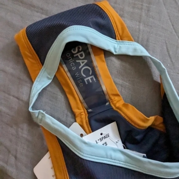 L*Space Lala Vacay Bikini Set Slate Sky Blue Inka Gold - Picture 11 of 14